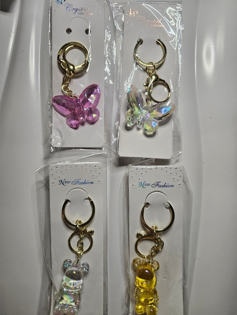 Crystal (Pick 1) Keychain / Bag Charm - Butterfly Or Bear